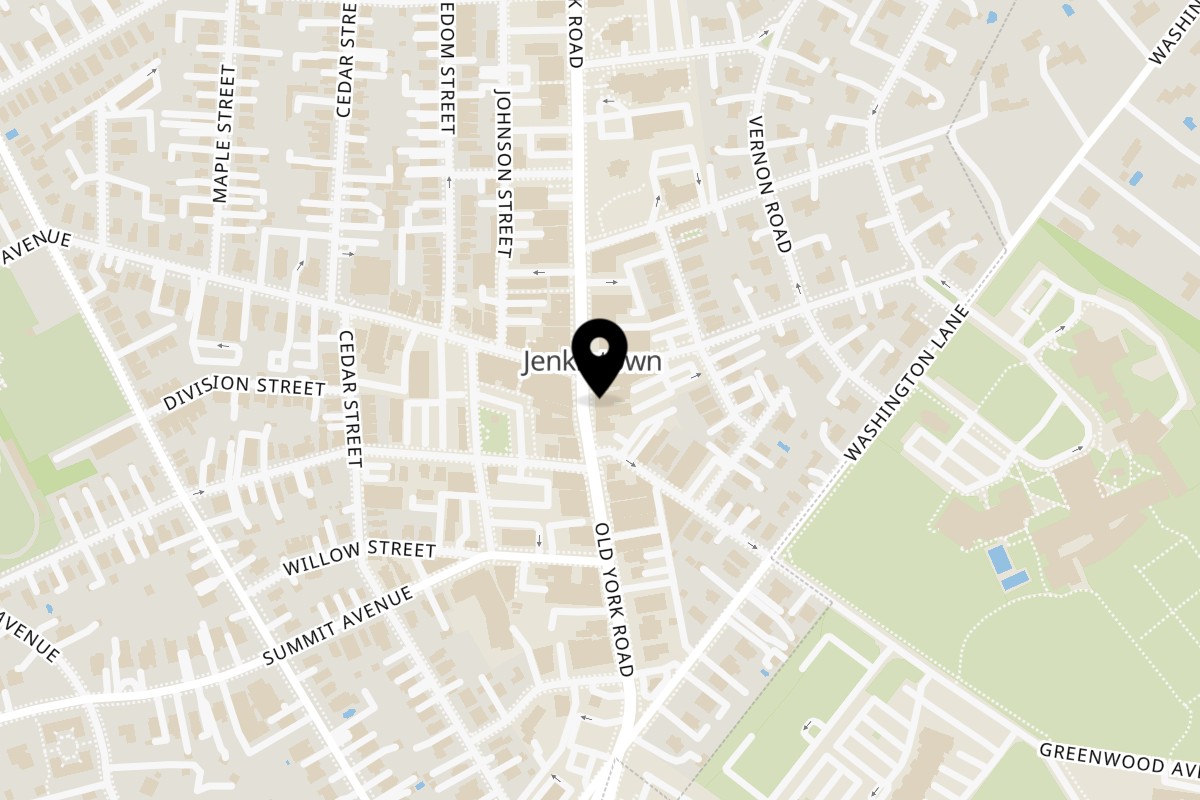 Map showing the location of Pizza Wheel Brick Oven - Italian Kitchen on 314 York Rd in Jenkintown
